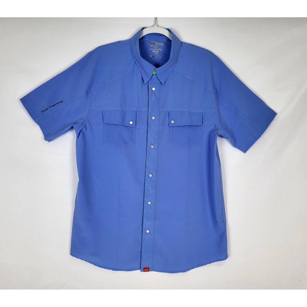 Huk Performance Fishing Pursuit S/S Shirt Mens Large Blue Vented